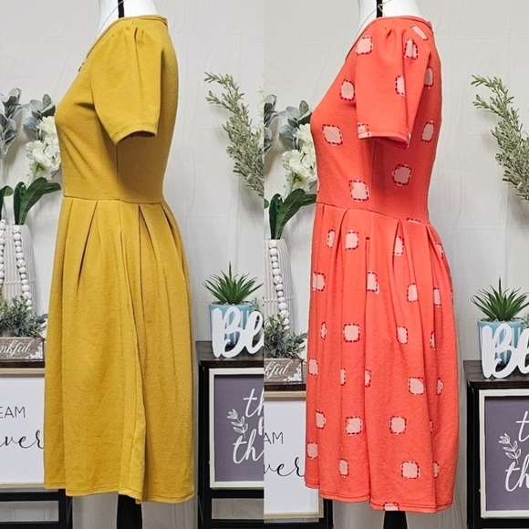 LuLaRoe | TWO for ONE | AMELIA KNIT BACK ZIP FLAIR DRESS - Picture 10 of 15